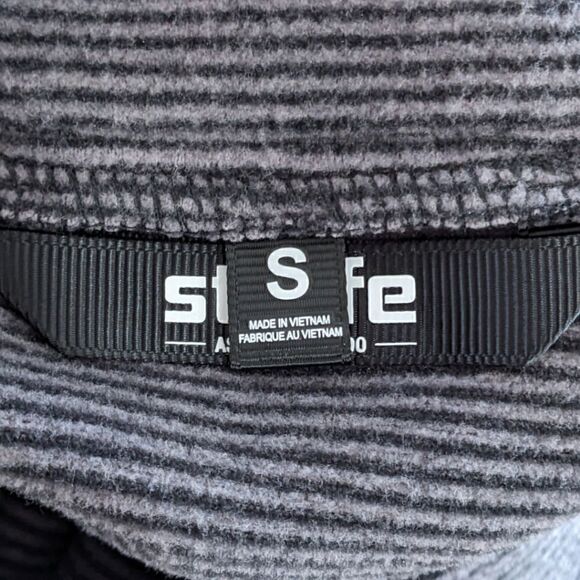 Strafe Tech Crew Fleece Grey & Black Stripes Long Sleeve Sweatshirt Mens Size S - Picture 12 of 14